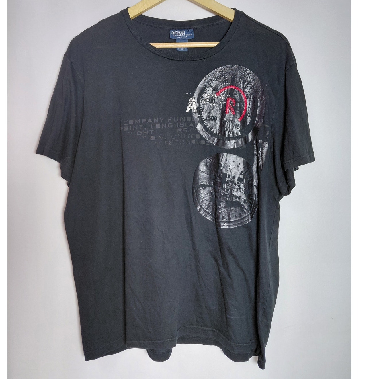 Polo By Ralph Lauren Custom Fit Graphic T-Shirt Black Short Sleeve Knit Size L